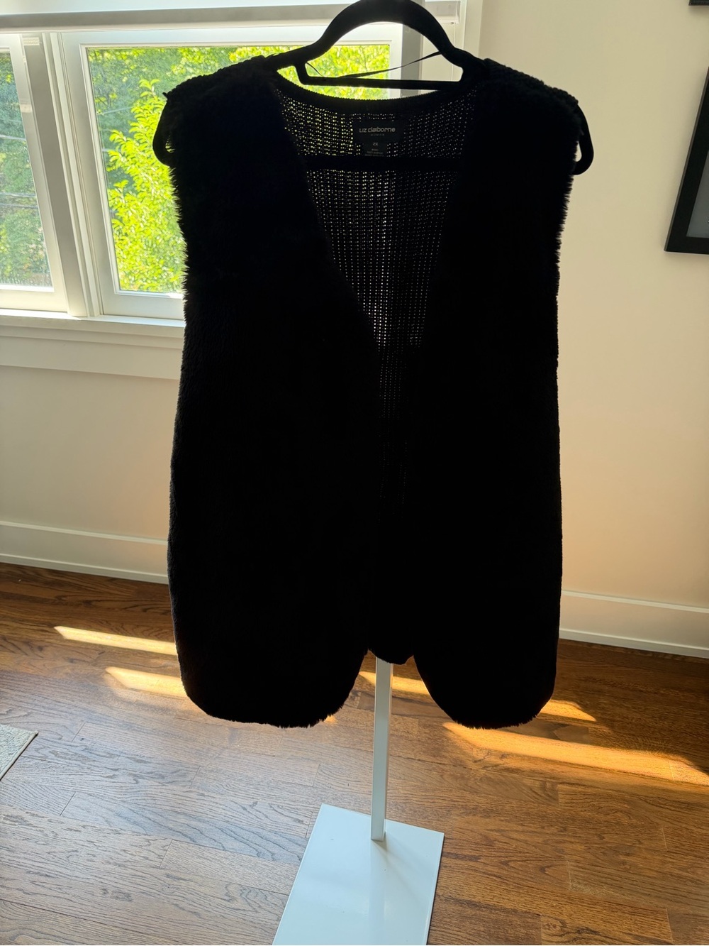 Liz Claiborne Black Faux Fur Vest, Size 2X